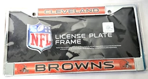 Cleveland Browns Bling Chrome License Plate Frame NFL Football Fan Brown Orange - Picture 1 of 6