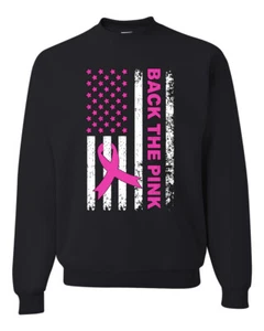 Sudadera Back the Pink American Flag Awareness Unisex Cuello Redondo - Imagen 1 de 10