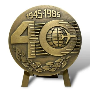 Vintage Bronze Medallion TAP Air Portugal 1985 Campos Plane Travel Marinho EUC - Picture 1 of 9