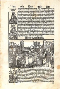 Antique map, Schonsperger/Schedel, 1496, Athene oder Minerva - Picture 1 of 2