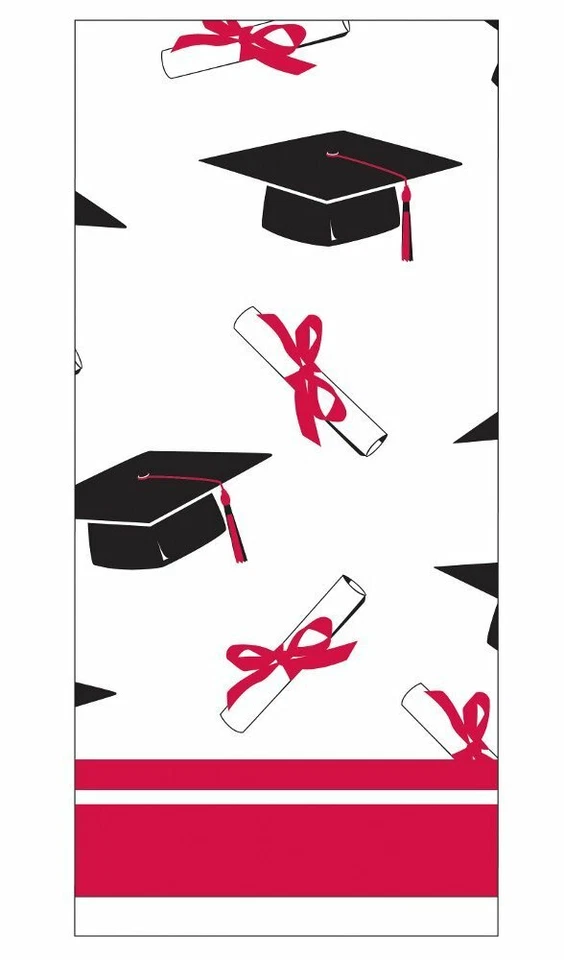 Creative Converting School Colors Graduation Party Plastic Tablecloth Red Black - Image 1 of 1