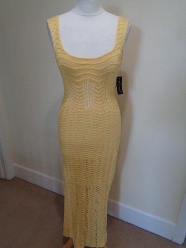 VALENTINO SAVANNAH MORROW NUOVISSIMO ABITO MIDI GIALLO ALL'UNCINETTO 'VALENTINA' TAGLIA XS