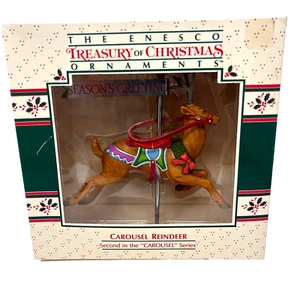 Enesco Carousel Reindeer Ornament Season's Greeting 1985 Treasury of Christmas - Picture 1 of 5