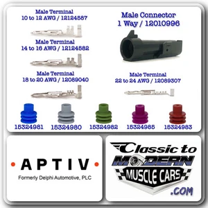 APTIV Delphi Weather Pack 1 Way 10 Sets - Male of Connector / Terminal / Seal - Picture 1 of 14