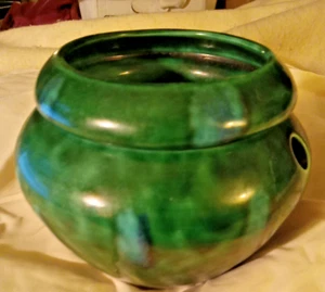 VNTG 1997 THE VIOLET POT SELF-WATERING AFRICAN VIOLET PLANTER GREEN DRIP GLAZE - Picture 1 of 6
