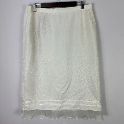 Falda Plaza South Mujer 16WP Marfil Bordado Transparente Superposición Romántica Modesta De Colección Foto 1 de 4