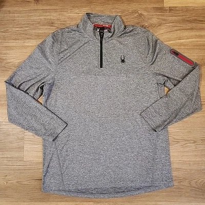 Camisa Spyder Active Manga Larga Para Hombres XL Gris 1/4 Cremallera Cuello Simulado Pullover Informal Foto 1 de 4