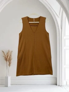 Free People Women’s Camel Brown Wool Blend Sweater Dress Size Small Pockets - Picture 1 of 19