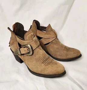ARIAT Dulce Zip Brown Leather Buckle Ankle Boots 10023193 Womens Size 7B - Picture 1 of 13