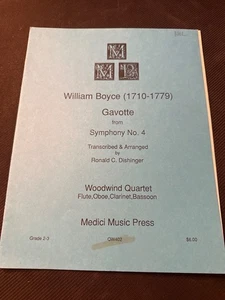 William Boyce Gavotte Symphony No. 4 Woodwind Quartet Medici Music Press Book - Picture 1 of 3
