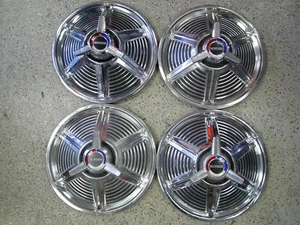 1965 Ford Mustang 14" OEM Stainless Spinner Wheel Covers C5ZZ-1130R 987 - Set/4 - Picture 1 of 11