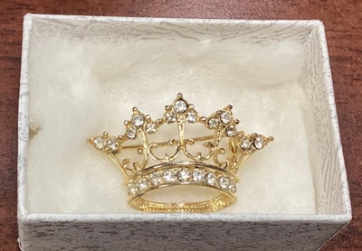 Vintage Rhinestone Goldtone Crown Pin/Brooch - Image 1 of 4