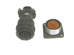 F24mm 19PIN NOS CONNECTOR MALE / FEMALE AMPHENOL CANNON TYPE SILVER PLATED SET-1 - Picture 1 of 3