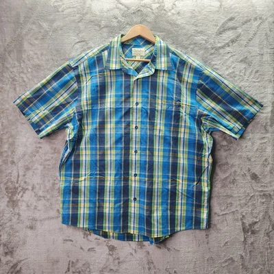 Cabela’s Men’s 2XL Plaid Short Sleeve Button Up Shirt Blue Green Check Outdoor - Image 1 of 4