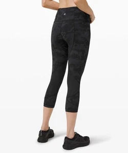 Lululemon 4 Pace Rival Crop Tight Black Incognito Camo Run Yoga Pockets - Bild 1 von 9