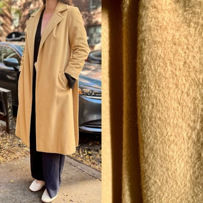 Bespoke Yellow Vicuña Belted Wrap Coat EUC VTG 1970s 1980s S XS Vicuna Camel - Image 1 of 4