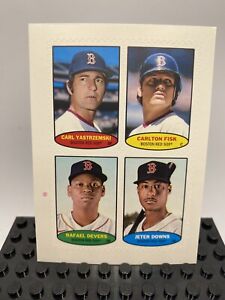 2023 Topps Heritage 1974 Stamps Red Sox Carl Fisk Devers #74BS73-76 Error Card