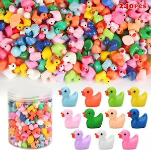 240Pcs Mini Ducks, Tiny Resin Duck Figurines Colorful Plastic Small Ducks Bulk f - Picture 1 of 12