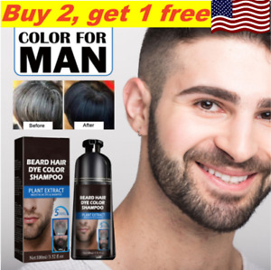 Beard Hair Color Dye Shampoo Natural Men Dying Black Darkening New USA