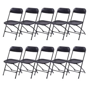 10 Pack Plastic Commercial Folding Chairs Stackable Picnic Party Black Home - Picture 1 of 11