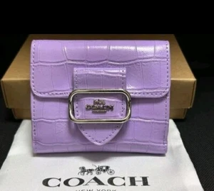 COACH Purple Croco Logo Bi-fold Bifold Wallet Rare New - Picture 1 of 8