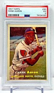 1957 Topps Baseball Hank Aaron Milwaukee Braves No.20 PSA 3