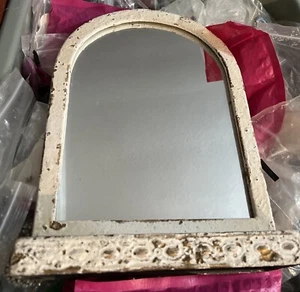Shabby Chic Ivory Rustic Mirror Metal Stand For Vanity Or Dresser - Picture 1 of 6