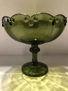 INDIANA GLAS - große grüne TRÄNE - 7 1/2" hoch - Sockel Obstschale VINTAGE - Bild 1 von 2