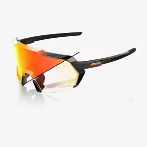 100% Korbin Sunglasses, Gloss Metallic Black Orange Mirror Photochromic Lens - Picture 1 of 4