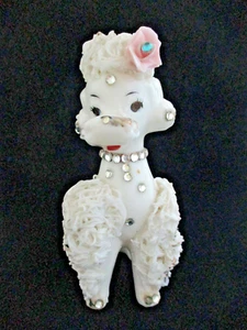 Vintage Spaghetti Poodle Dog Sitting w/Rhinestone Embellishments (1) - Picture 1 of 5