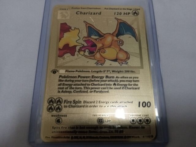 Carta Pokemon Charizard VMAX Metal Dourada Carta Pokémon De Metal Charizard  Dourado Ouro