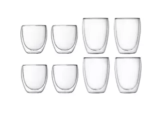 Set of 8 BODUM Pavina Double Wall Thermo Glasses Set 4 x 350ml + 4 x 250ml New - Picture 1 of 3