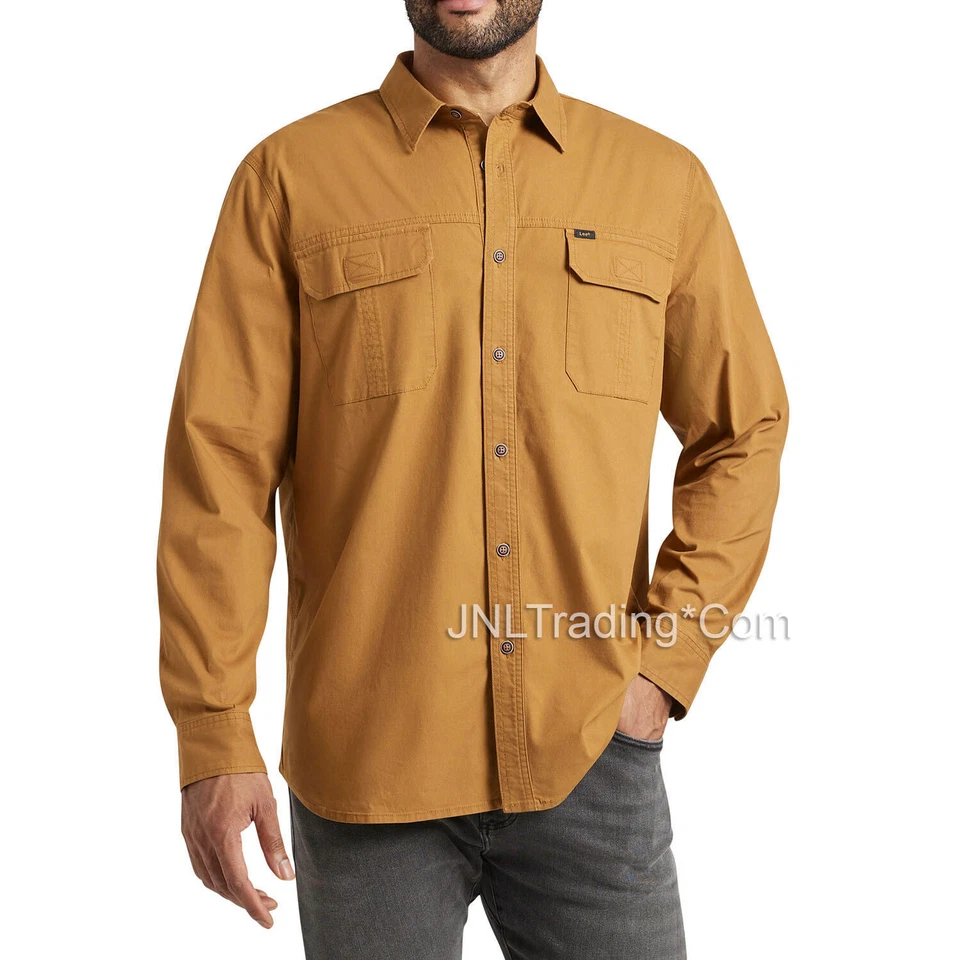 LEE Men's SZ M Premium Select Canvas Utility Button Shirt Classic Stretch