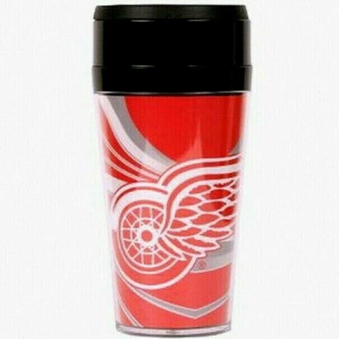 DETROIT RED WINGS 16OZ TRAVEL TUMBLER MUG INSULATED HOT/COLD CUP WITH LID NHL Cover