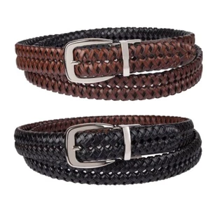 Nuevo Cinturón Croft&Barrow Negro Marrón Reversible Imitación Cuero Trenzado 46/48", 50/52" - Imagen 1 de 1