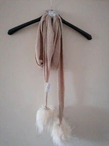 Damen Schal Mit Bommel Beige - Bild 1 von 4