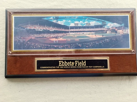 EBBETS FIELD STADIUM PLAQUE COMMEMORATING '55 WORLD SERIES RUN BY ROY CAMPANELLA Cover