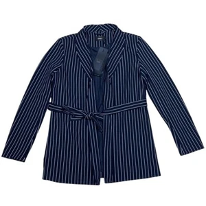 Only Carolina Navy & White Pinstripe Tie Blazer Jacket Size UK 8 (Eu36) Bnwt - Picture 1 of 10
