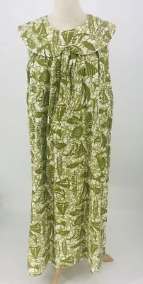 Vestido informal hawaiano vintage años 60 Stan Hicks maxi verde blanco roto sin mangas Foto 1 de 4