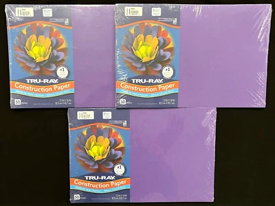 ФИОЛЕТОВАЯ СТРОИТЕЛЬНАЯ БУМАГА — тяжелая (3 упаковки/50 листов каждая/12 x 18 дюймов), НОВАЯ - Изображение 1 из 3