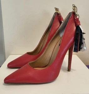 Alejandra G "Rita" Red Leather Stiletto Heel Pumps w/Spiked Tassels sz.8/39 $425 - Picture 1 of 9
