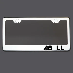 Polish Mirror License Plate Frame A8 LL Laser Etched Metal Screw Cap - Picture 1 of 8