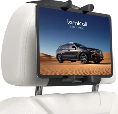 Car Tablet Holder for Kids - [Silicone Wide Clip] Universal 360°Rotating Headres - Image 1 of 4