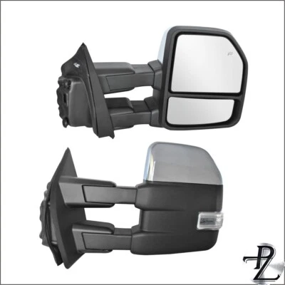 Espejo retrovisor de remolque para Ford F150 2015-2018 cromo eléctrico térmico luz intermitente Foto 1 de 4