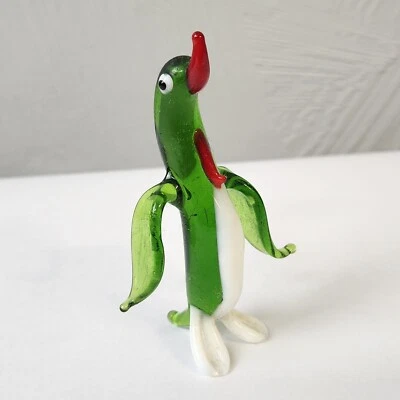 Hand Blown Glass Figurine Handmade Green Bird Ornament from Collection - Image 1 of 4