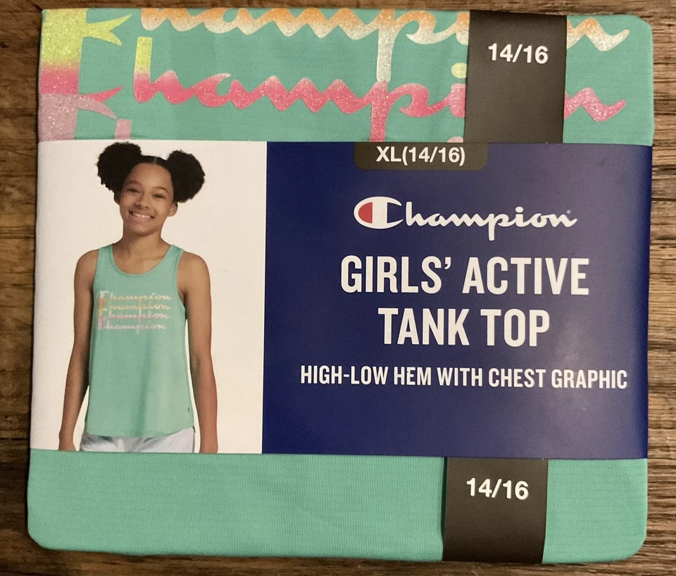 Champion Active Tank Top Youth Size XL(14-16) High-Low Hem W Chest Graphic
