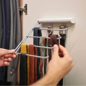 4 Layers Scarf Tie Hanger Sliding Belt Storage Rack Clothing - Picture 1 of 12