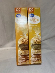 Lot of 2 Great Value Bread Clothing Bags 1 Gallon W/Twist Ties 100 Count - Picture 1 of 5