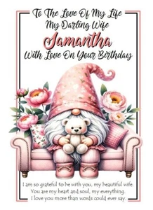 PERSONALISED Happy Birthday To My Darling Wife A5 Card for Her Wife With Love - Picture 1 of 4