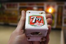 RARE 1950s 7UP LIKES YOU SODA POP BOTTLE OPENER STAMPED PAINTED METAL SIGN PEPSI